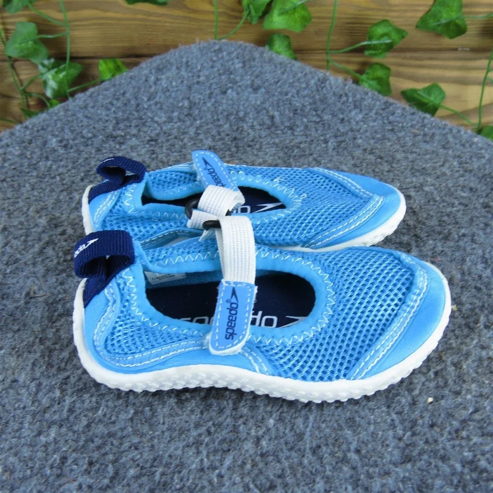 Speedo Unisex Water Flats  Sz‎ T 5-6 Medium Blue Synthetic Hook & Loop